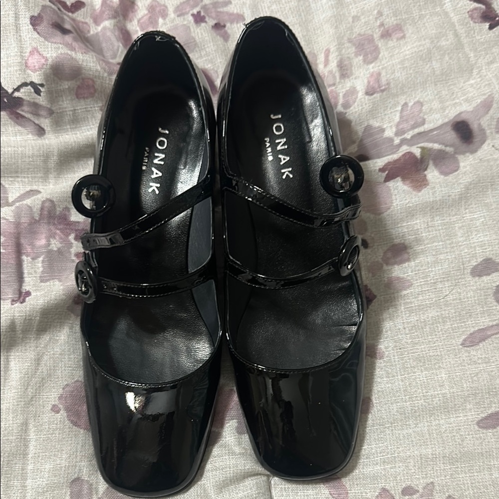 Jonak Paris Black Patent Mary Jane Flats